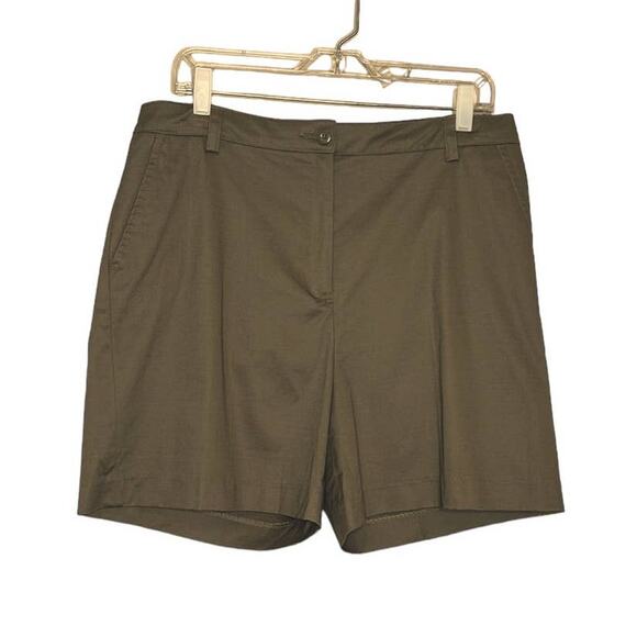 Kim Rogers khaki flat front midi shorts size 14 - Picture 11 of 11